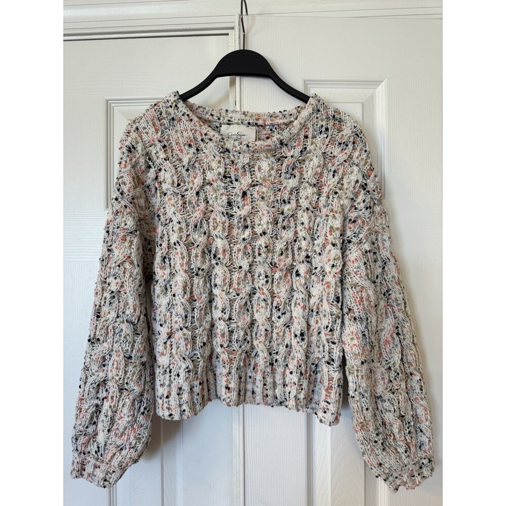 Jessica Simpson Chunky Multicolor Sweater Cozy Pullover Size Small Crop